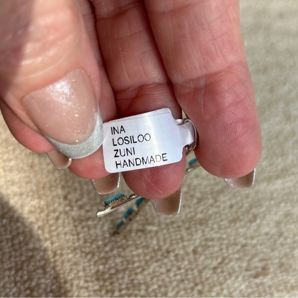 Zuni 925 Sterling Silver and Turquoise Pin Point Cross Pendant - Picture 10 of 10